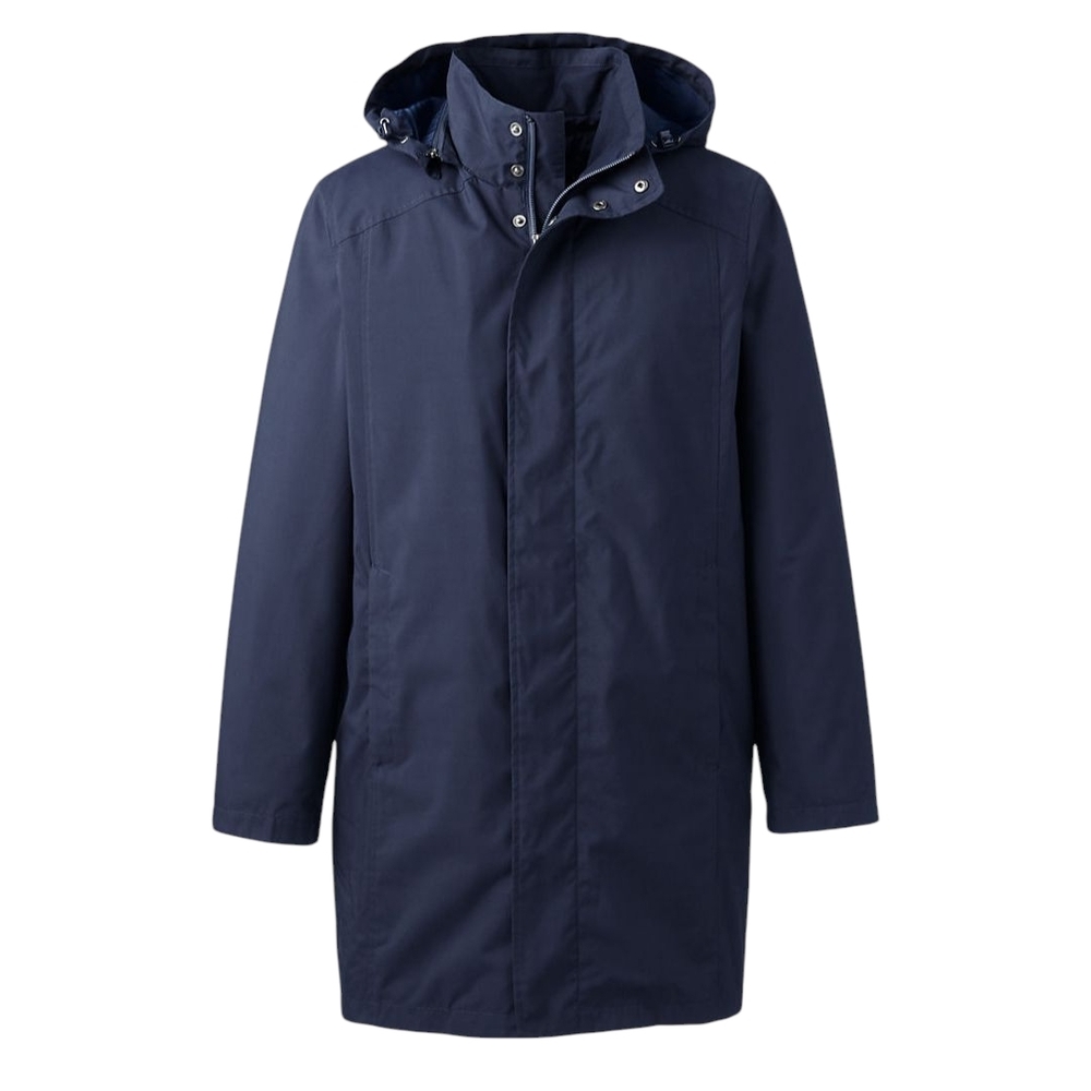 Lands' End Mens Medium Navy All Season Hooded Jacket Gorpcore Outerwear Oeko-Tex